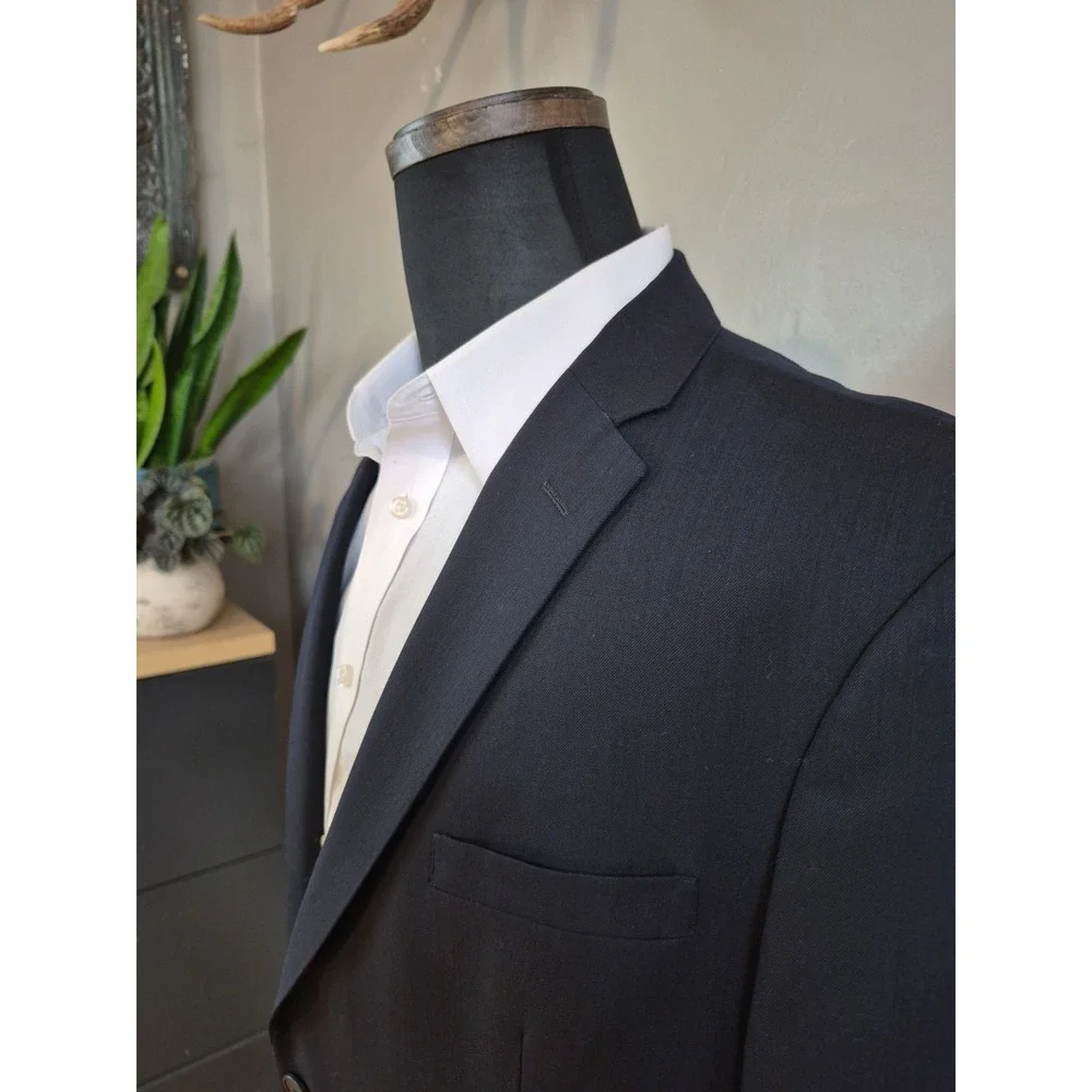 Jos A Bank Joseph Mens Slim Fit Wool Sports Coat 42L Navy 2 Button F701